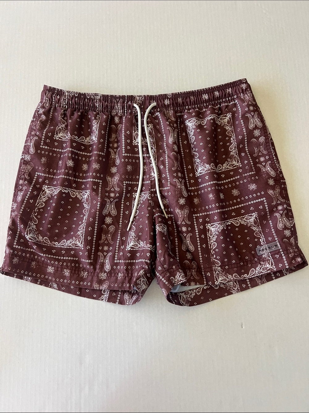 Pacsun Men's Bandana Print Briwn Swim Trunks Size L